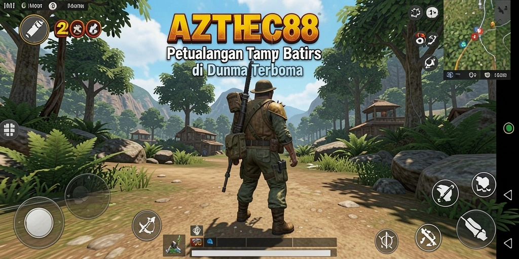 Tangkapan layar gameplay AZTEC88 yang menampilkan eksplorasi dunia terbuka.