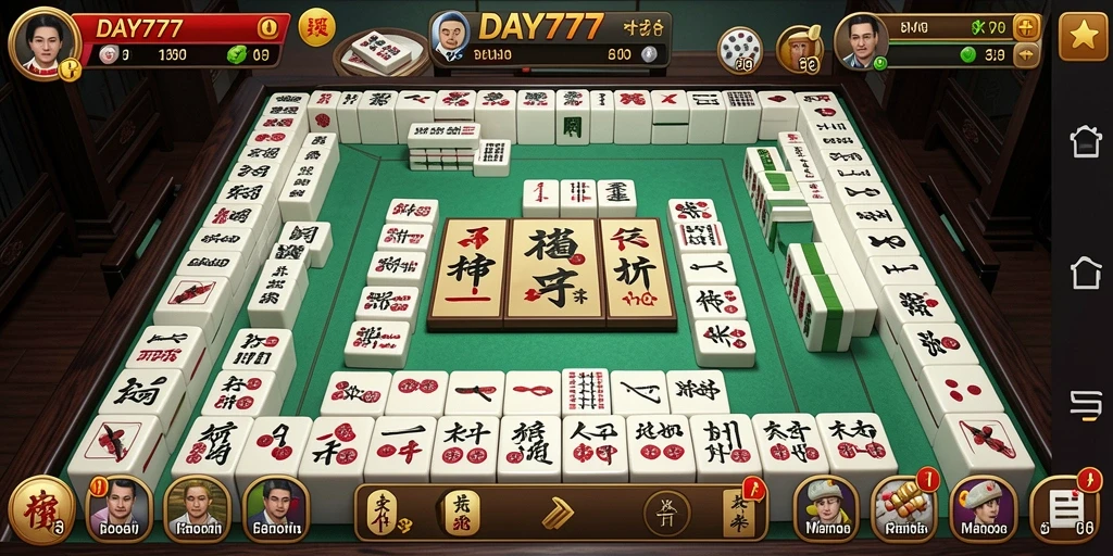Tampilan gameplay utama DAY777 yang menampilkan keseruan permainan Mahjong.