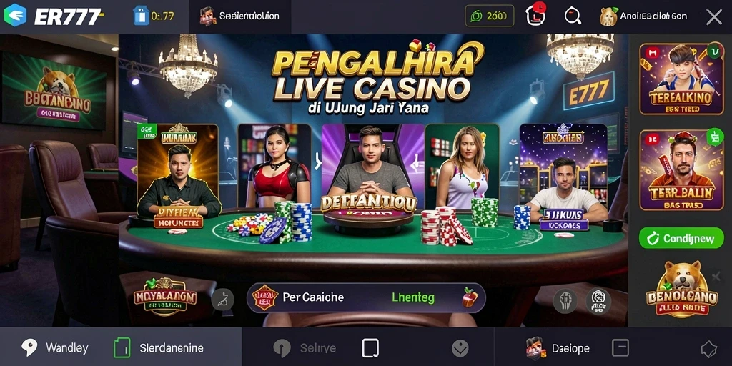 Menampilkan dealer profesional di permainan Live Casino ER777.