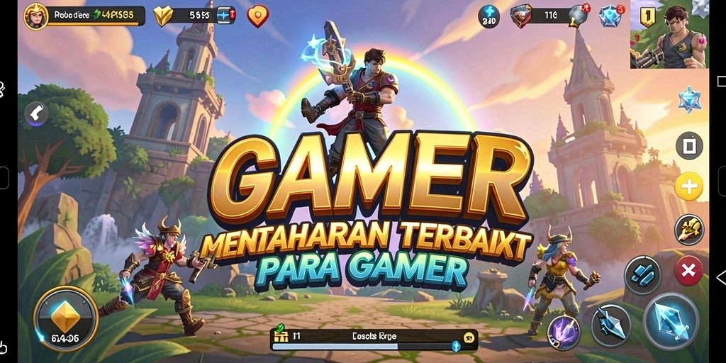 Tangkapan layar dari gameplay GAMERP yang menunjukkan aksi menara pertahanan.