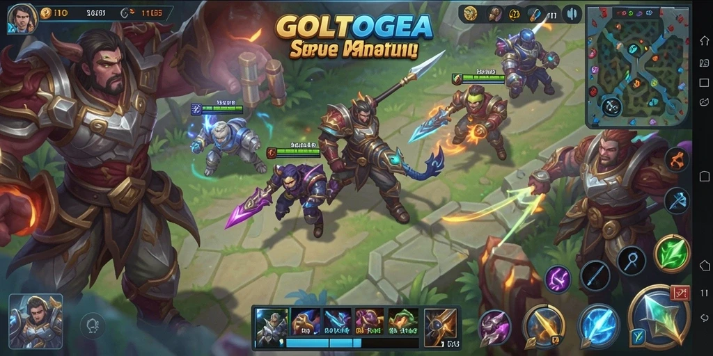 Screenshot gameplay GOLTOGEL menampilkan aksi seru di medan perang.
