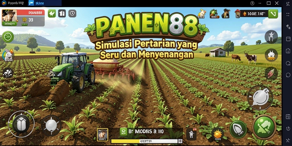 Screenshot utama PANEN88 menampilkan gameplay simulasi pertanian yang mendebarkan.
