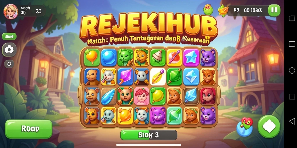 Tampilan gameplay seru dari REJEKIHUB dengan elemen Match-3.