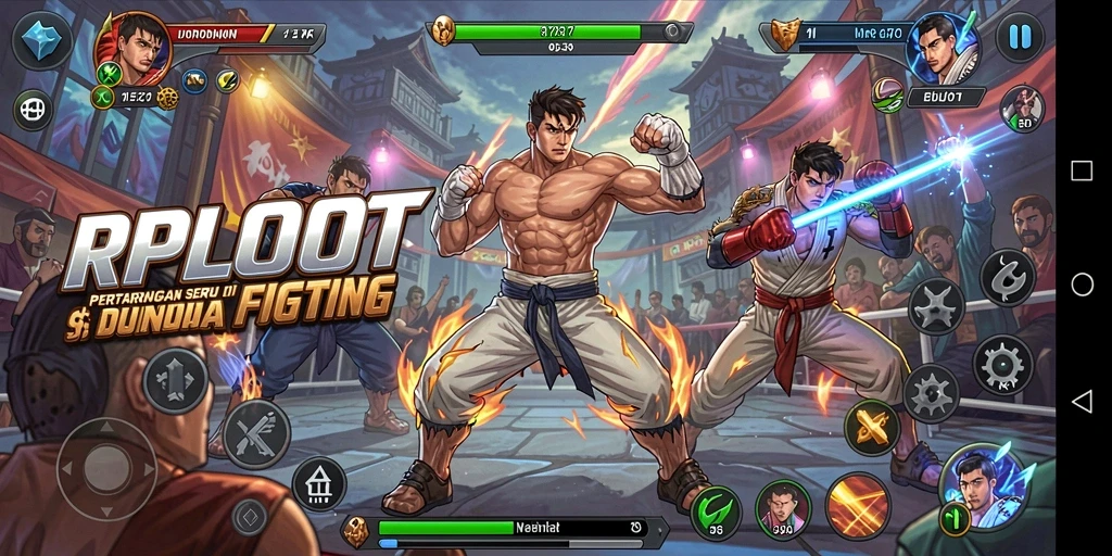 Screenshot gameplay RPLOOT yang menunjukkan pertarungan seru.