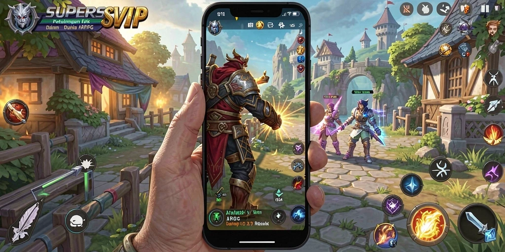 Tampilan gameplay menarik dari SUPERSVIP dengan pertarungan epik dan karakter beraksi.