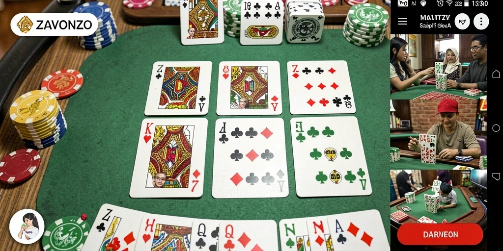 Gameplay ZAVONZO yang seru dan menantang dalam permainan Gaple.